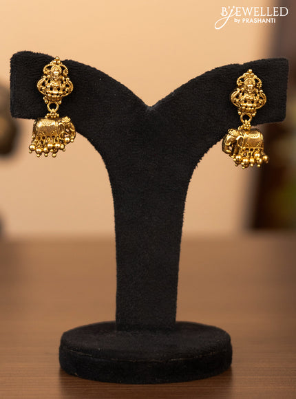 Antique necklace with lakshmi & elephant design and golden beads hanging