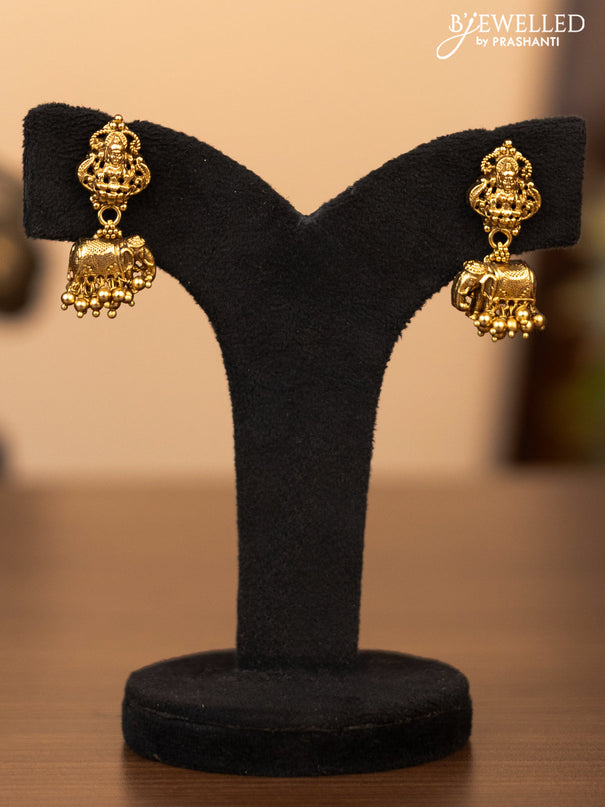 Antique necklace with lakshmi & elephant design and golden beads hanging