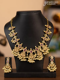 Antique guttapusalu necklace with kemp & cz stones and pearl hangings