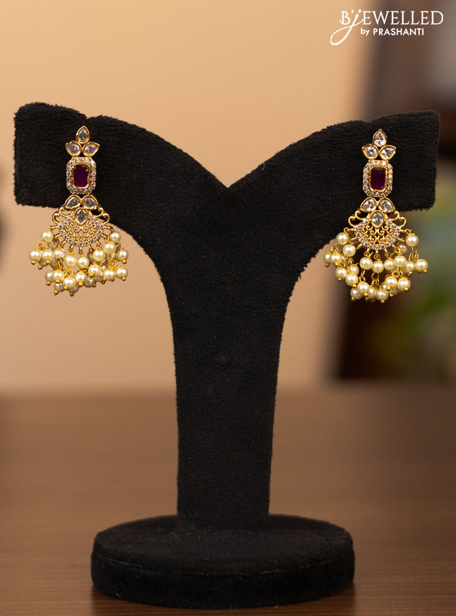 Antique guttapusalu necklace with kemp & cz stones and pearl hangings