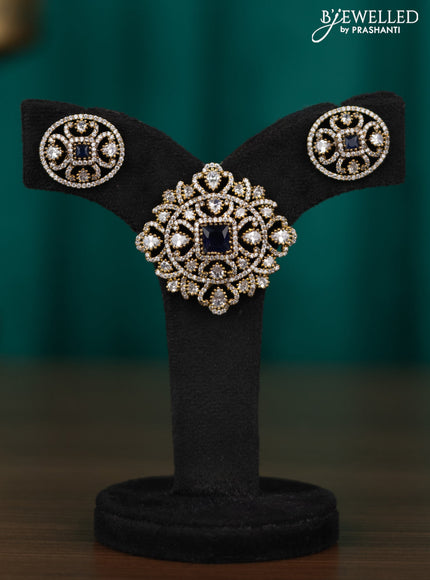 Victorian finish pendant set with saphire and cz stone