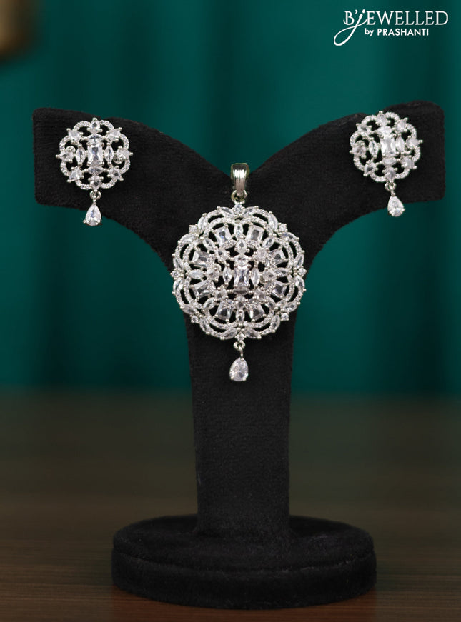 Zircon pendant set with cz stones and hanging