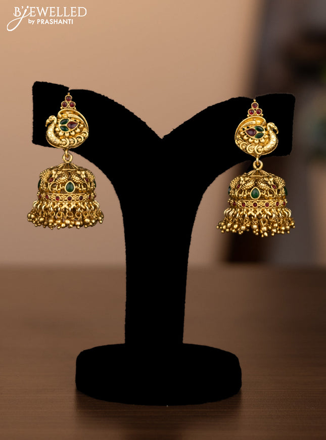 Antique necklace lakshmi design with kemp & kundan stones and pearl & beads hanging