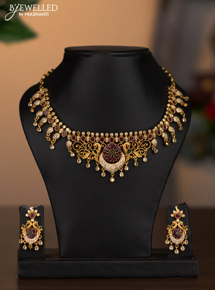 Antique necklace with kemp and cz stones