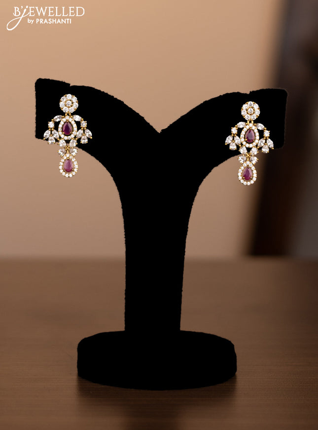 Antique double layer necklace with pink kemp and cz stones