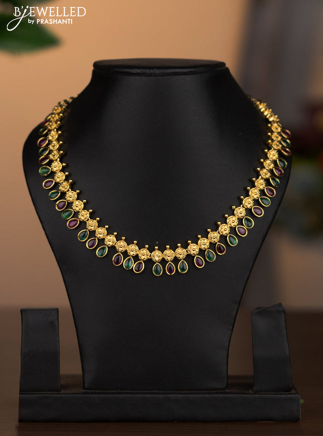 Antique necklace simple design with kemp stones without earrings