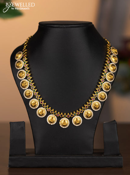 Antique necklace lakshmi design with kemp and cz stones without earrings