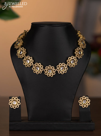 Antique necklace with simple design and cz stones