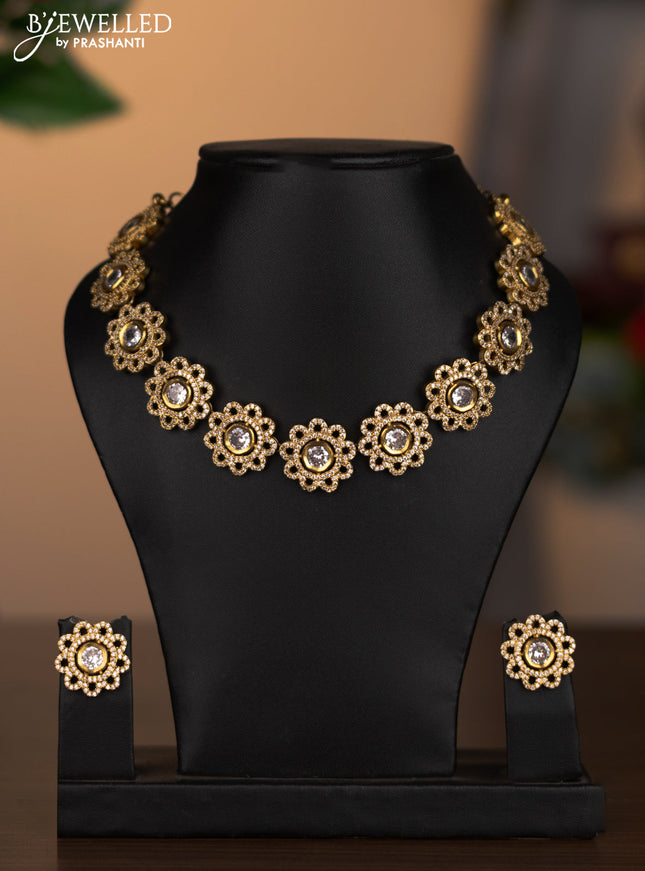 Antique necklace with simple design and cz stones