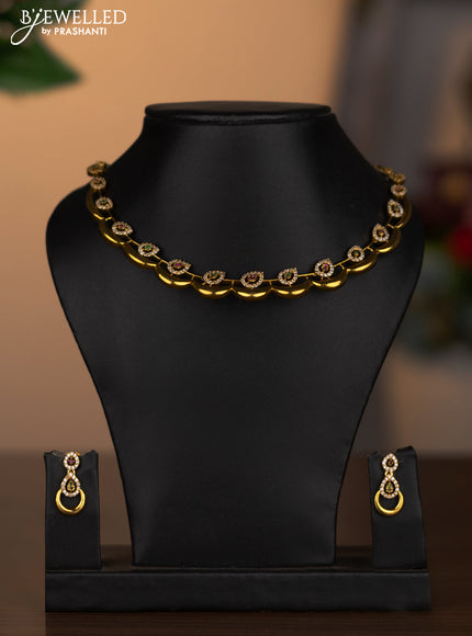 Antique necklace with simple design and kemp & cz stones