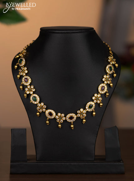 Antique necklace with kemp and cz stones without earrings