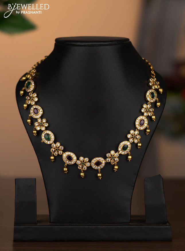 Antique necklace with kemp and cz stones without earrings