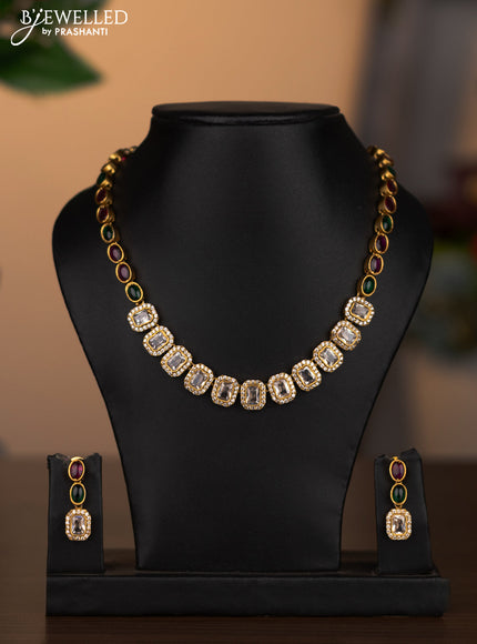 Antique necklace with kemp and cz stones