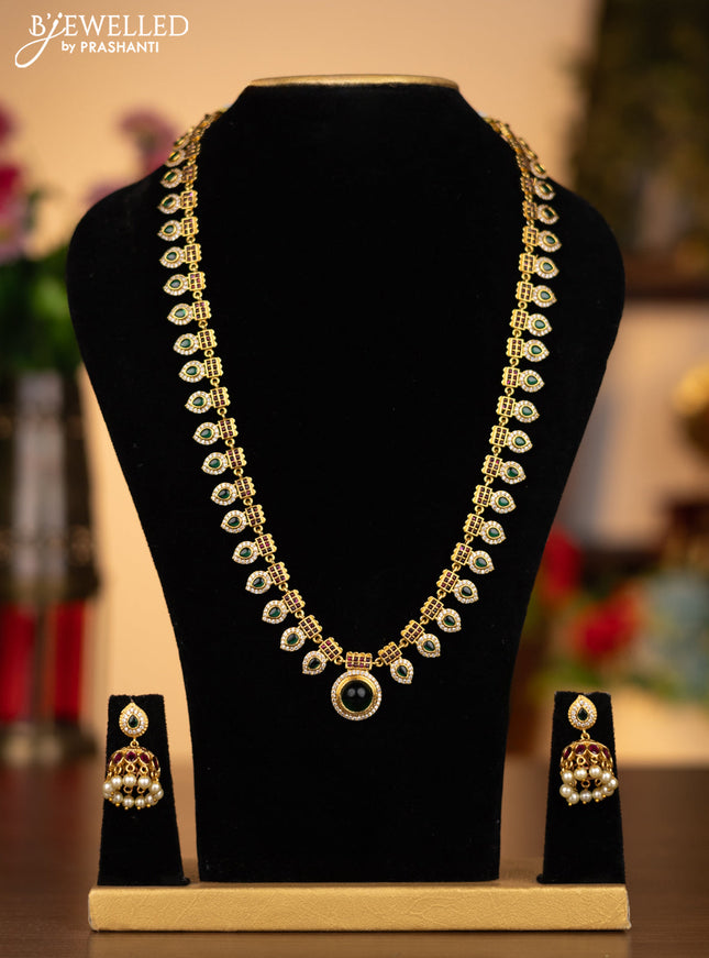 Antique haaram with kemp and cz stones