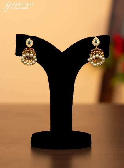 Antique haaram with kemp and cz stones