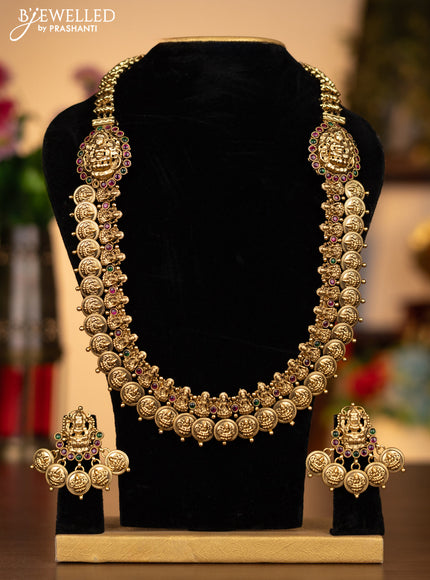 Antique haaram with lakshmi kasu design and kemp stones