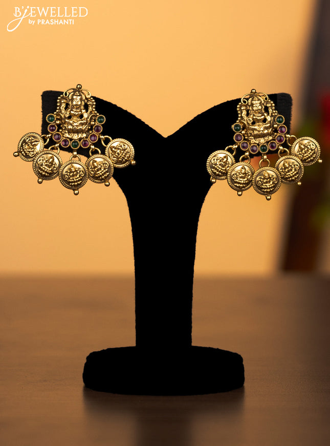 Antique haaram with lakshmi kasu design and kemp stones