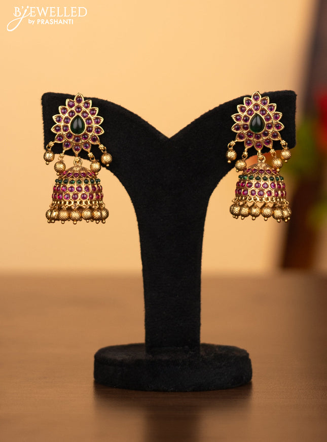 Antique haaram manga pattern with kemp stones and golden beads hanging