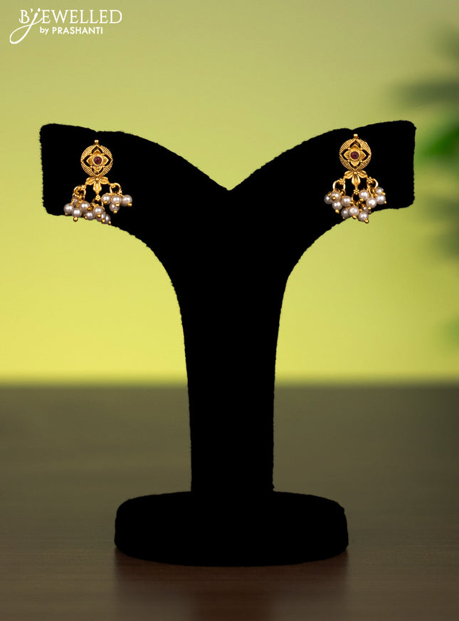 Antique attigai necklace with kemp stones and pearl hangings