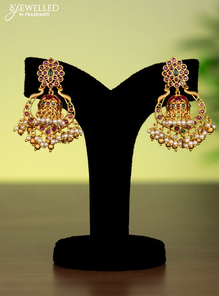 Antique attigai necklace with kemp stones and pearl & golden beads hanging