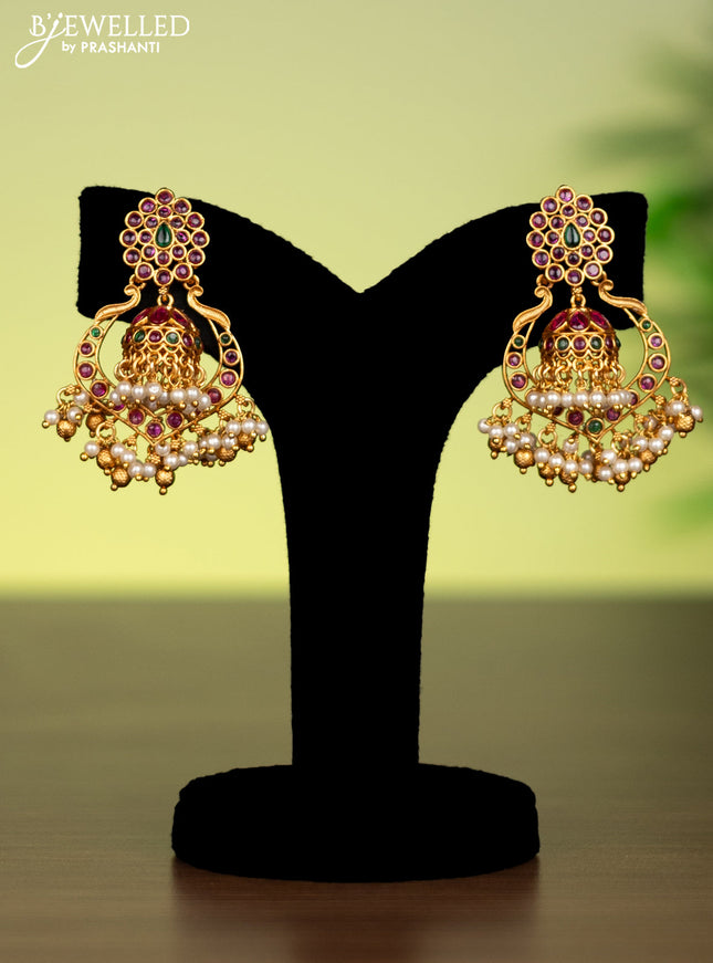 Antique attigai necklace with kemp stones and pearl & golden beads hanging