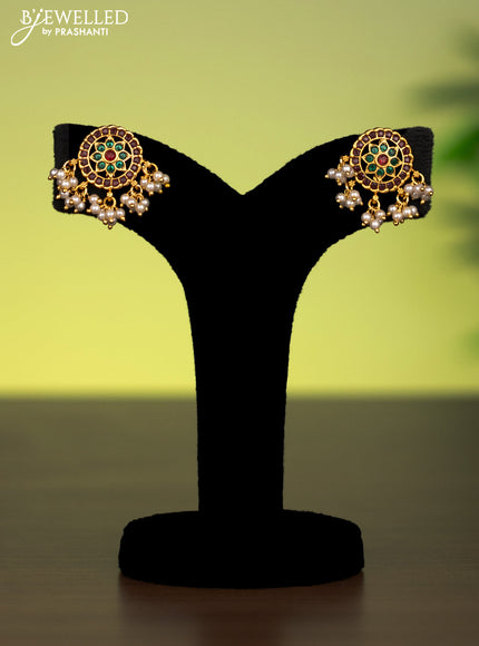 Antique attigai necklace with kemp stones and pearl hangings