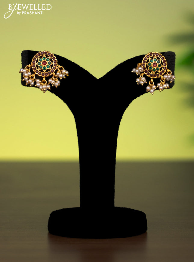 Antique attigai necklace with kemp stones and pearl hangings