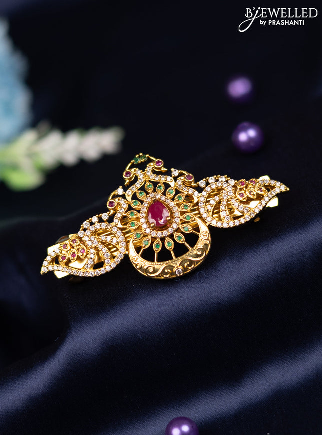 Antique hair clip medium size with kemp and cz stones