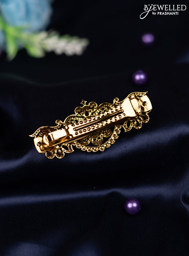 Antique hair clip medium size with kemp and cz stones