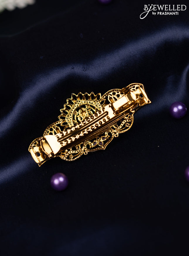 Antique hair clip medium size lakshmi design with kemp and cz stones