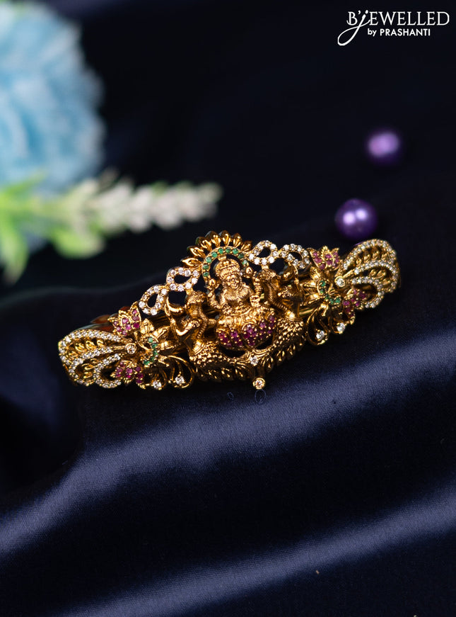 Antique hair clip medium size lakshmi design with kemp and cz stones