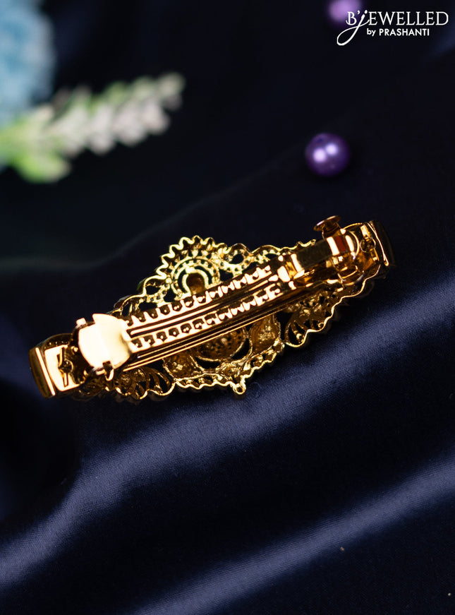 Antique hair clip medium size lakshmi design with kemp and cz stones