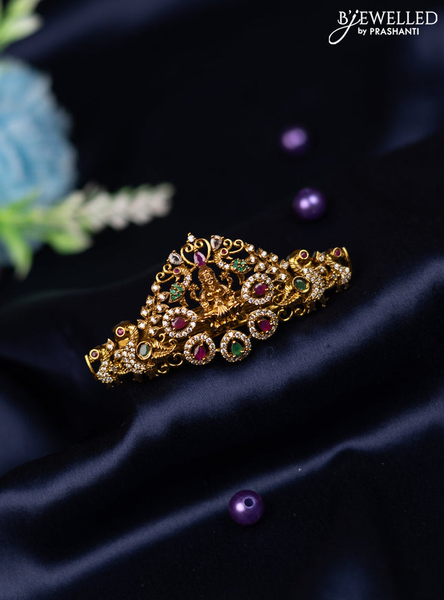 Antique hair clip medium size lakshmi design with kemp and cz stones