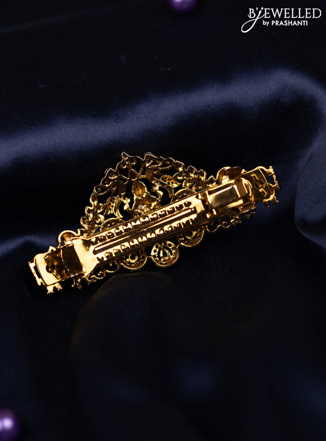 Antique hair clip medium size lakshmi design with kemp and cz stones