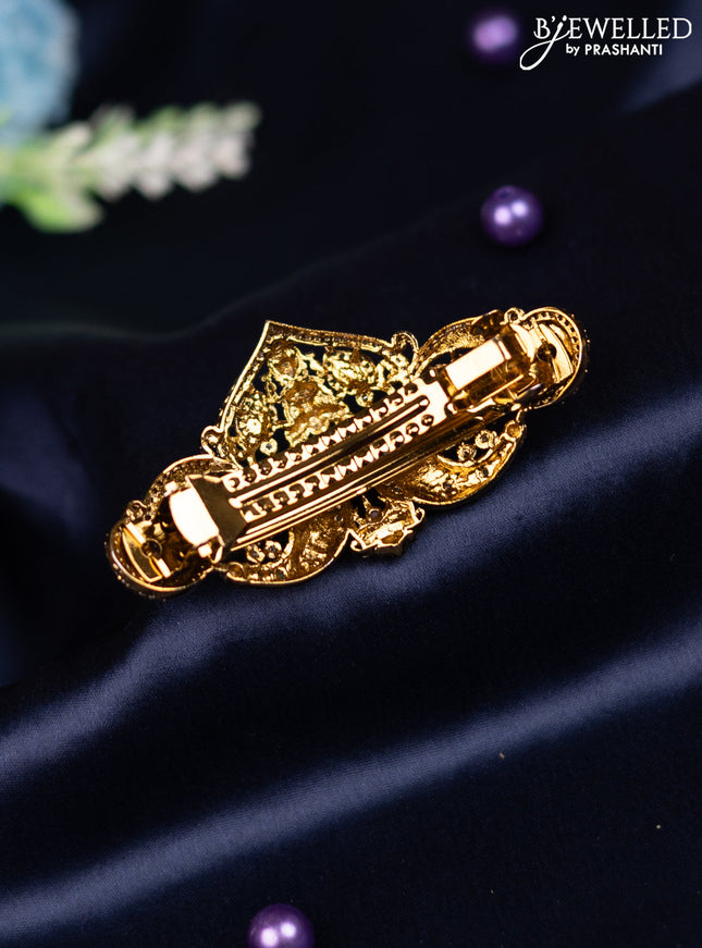 Antique hair clip medium size lakshmi design with kemp and cz stones