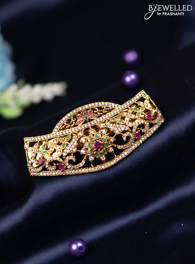 Antique hair clip medium size with kemp and cz stones