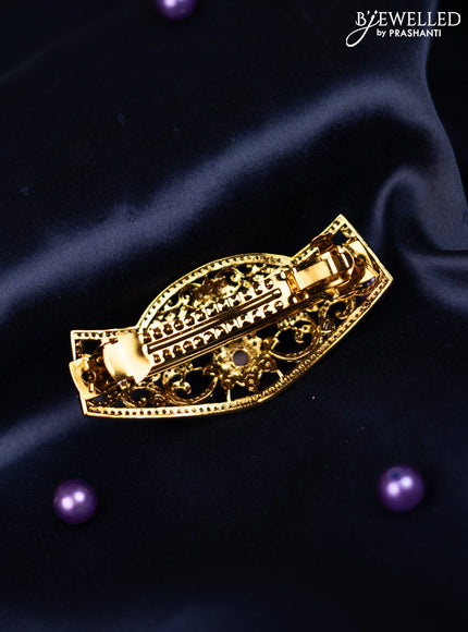 Antique hair clip medium size with kemp and cz stones