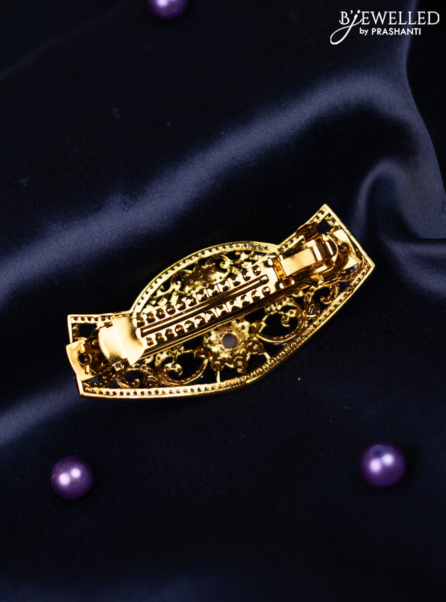 Antique hair clip medium size with kemp and cz stones