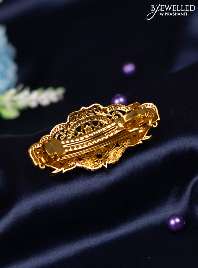 Antique hair clip medium size lakshmi design with kemp and cz stones