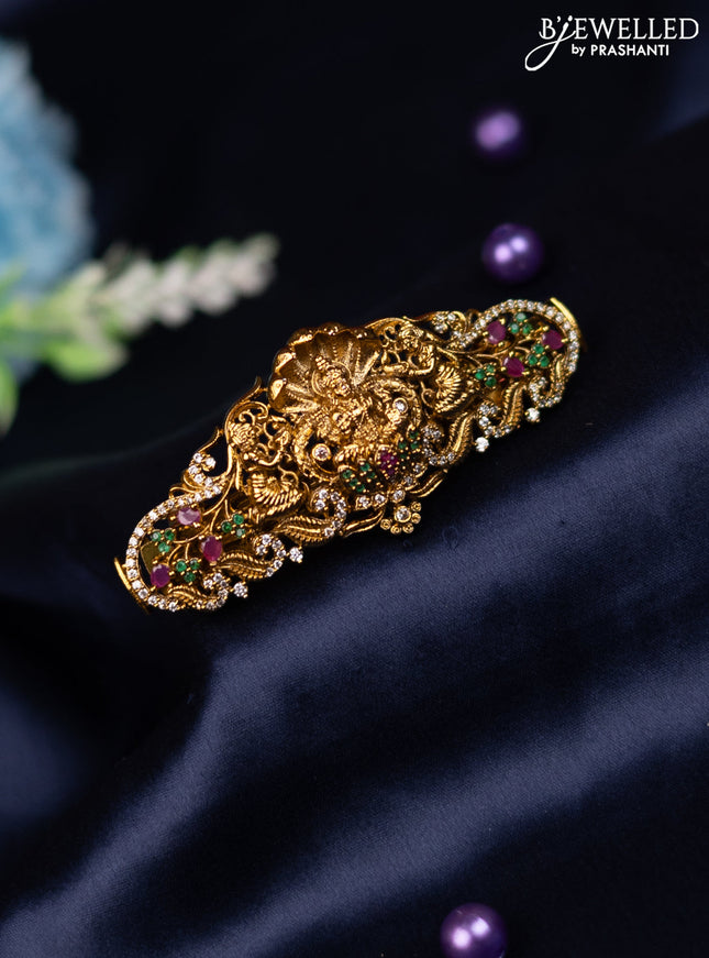 Antique hair clip medium size lakshmi design with kemp and cz stones