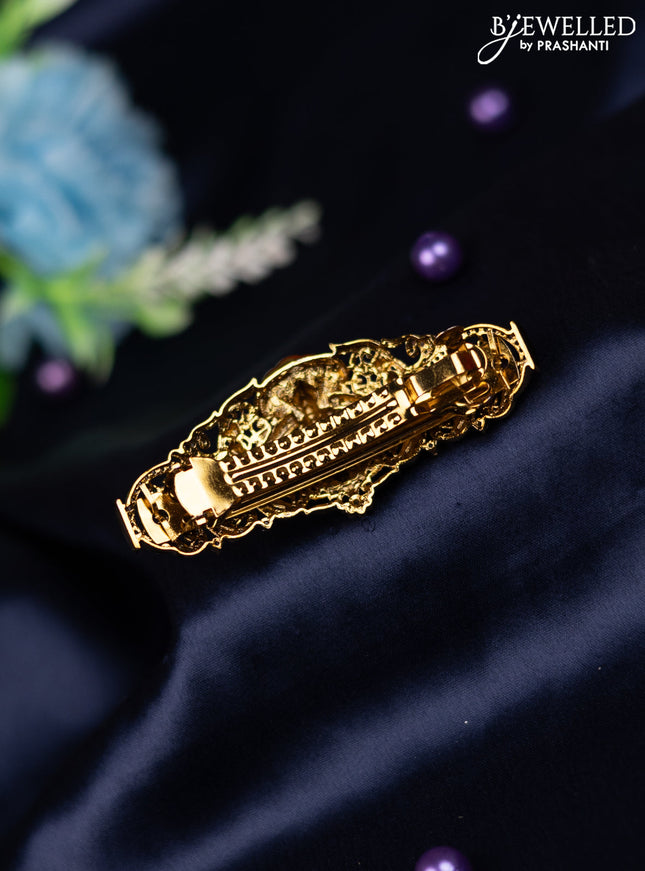 Antique hair clip medium size lakshmi design with kemp and cz stones