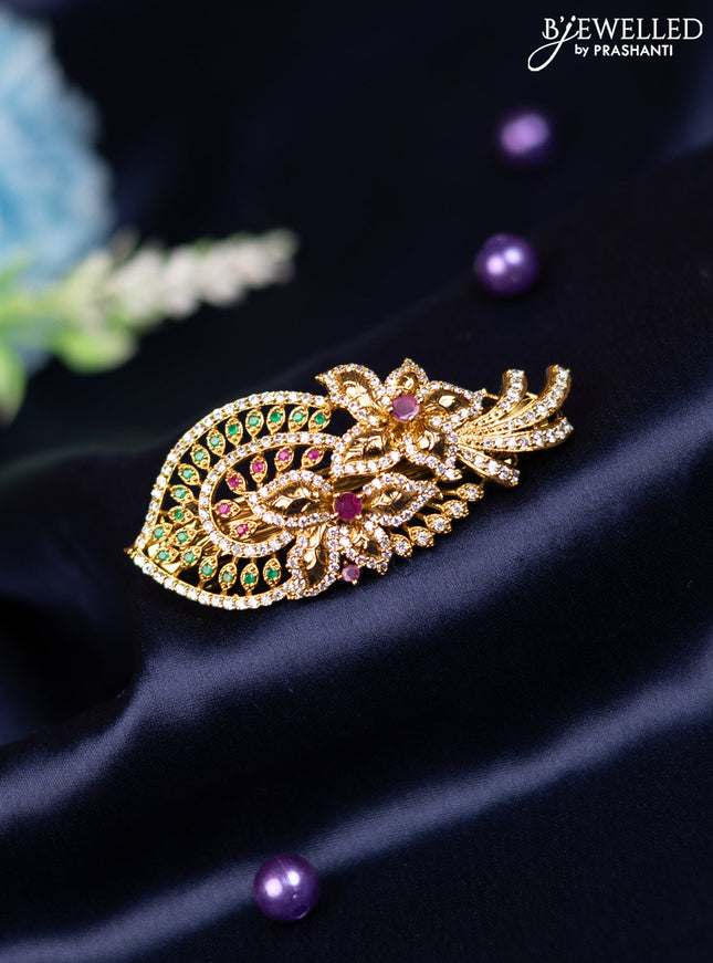 Antique hair clip small size with kemp and cz stones