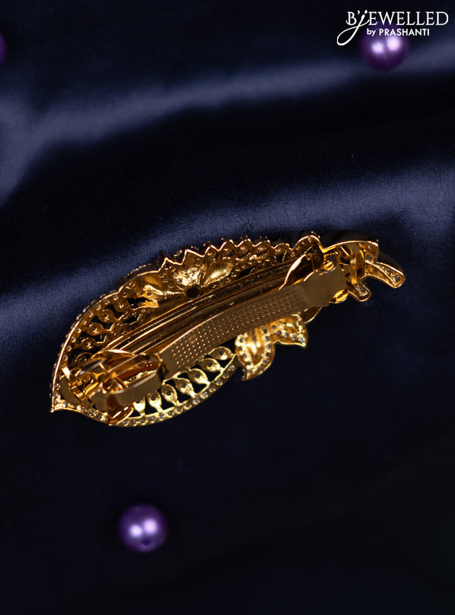 Antique hair clip small size with kemp and cz stones