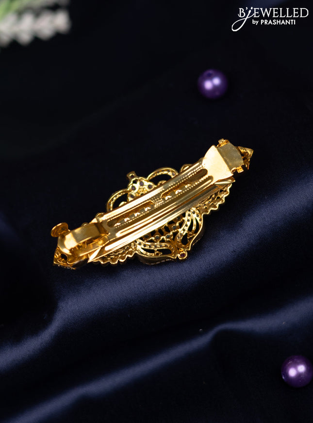 Antique hair clip small size with kemp and cz stones