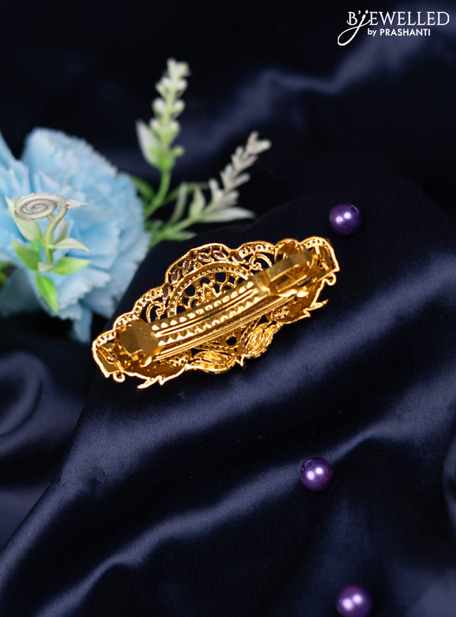 Antique hair clip medium size lakshmi design with kemp and cz stones