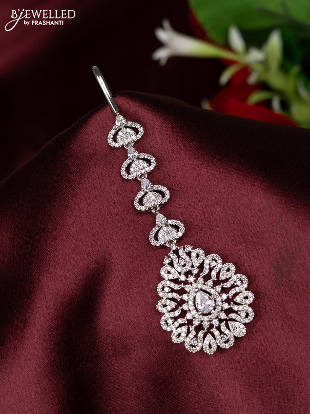 Zircon maang tikka with cz stones