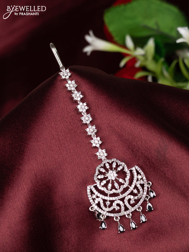 Zircon maang tikka with black & cz stones and hangings