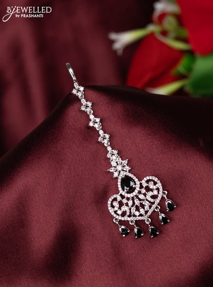 Zircon maang tikka with black & cz stones and hangings