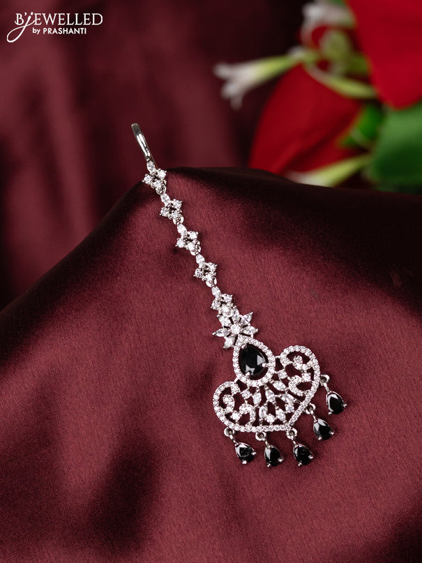 Zircon maang tikka with black & cz stones and hangings