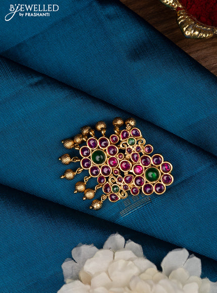 Maang Tikka with cz stones and baby pink beads hanging in victorian finish